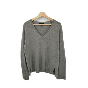 J Crew V Neck Pullover Sweater Leather Panels